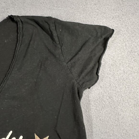 Free For Humanity Shirt Womens Large Black Glitter Paillettes French Graphic Tee - Picture 5 of 7